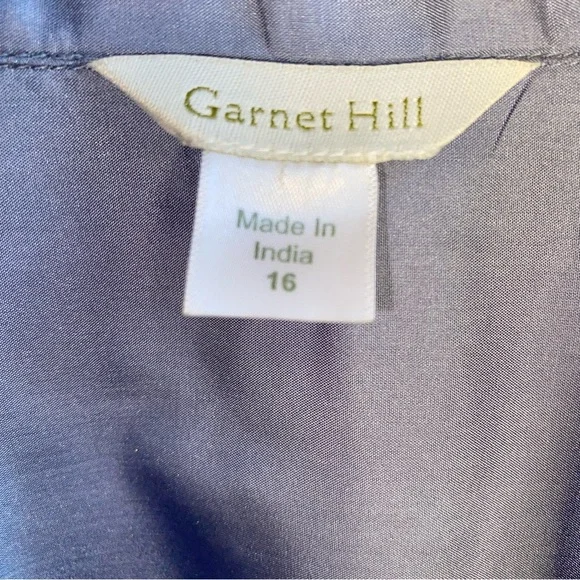 Garnet Hill Long Sleeve Button Front Satin Silk Periwinkle Blue Shirt Blouse - Picture 5 of 7